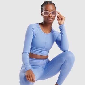Gymshark x Whitney Simmons Long Sleeve Crop Top Intense Beautiful Blue Medium